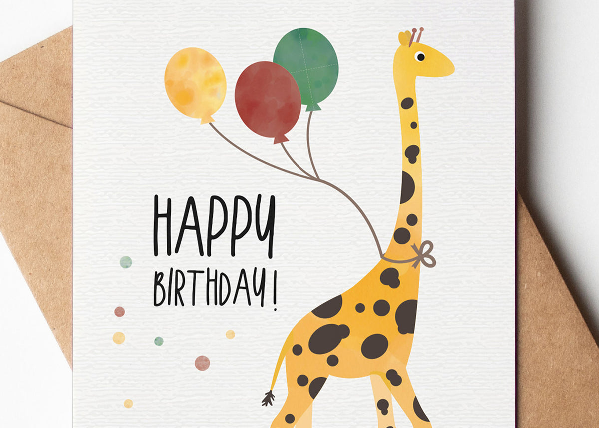 Grußkarte Giraffe Happy Birthday illustriert byClou