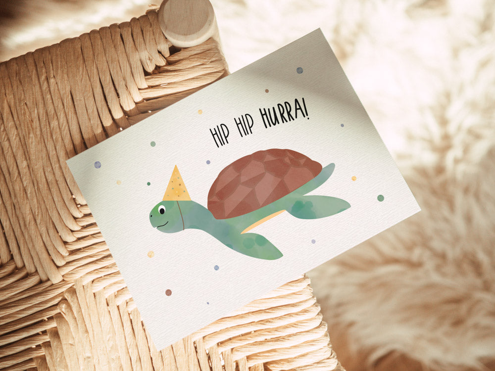 Grußkarte Schildkröte Hip Hip Hurra illustriert byClou