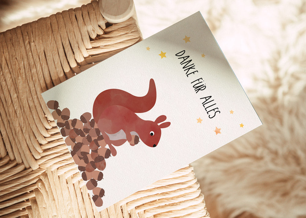 Grußkarte Eichhörnchen Danke für Alles illustriert byClou