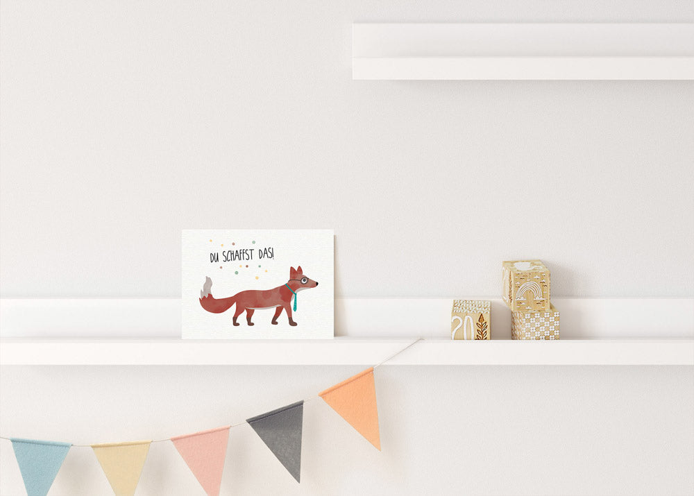 Karte - schlauer Fuchs "du schaffst das"