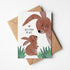 Postkarte mit Baby und Mama Hase
