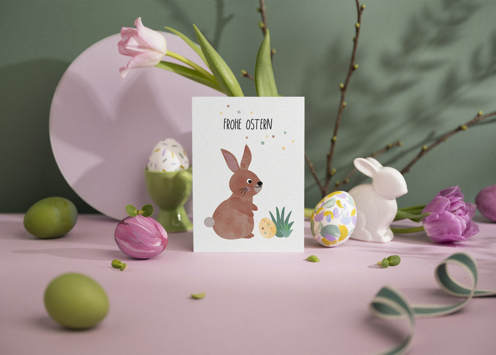 Grußkarte Hase Frohe Ostern illustriert byClou