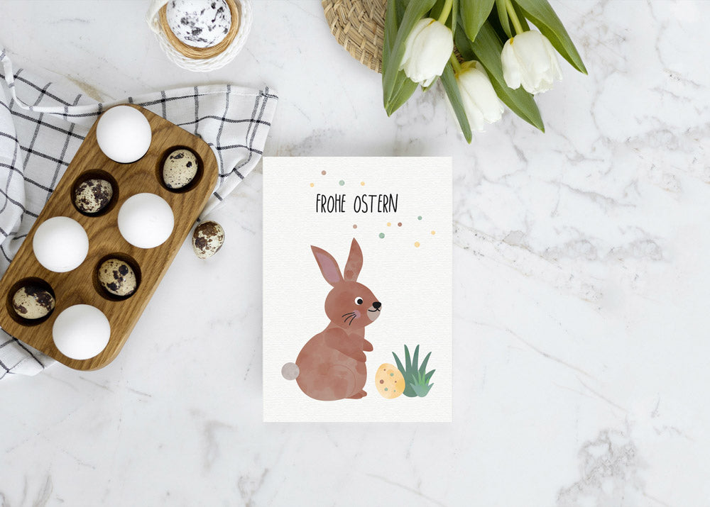 Postkarte - Hase " Frohe Ostern"