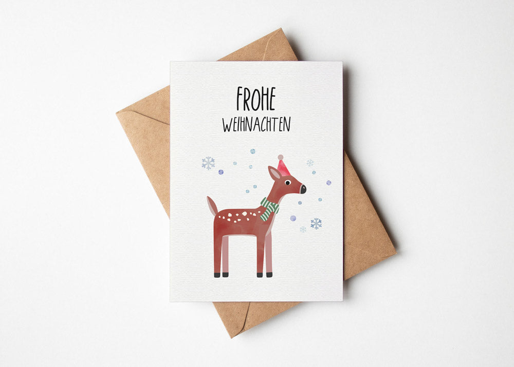 Postkarte - Weihnachts-Reh