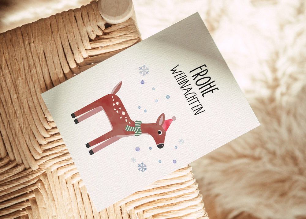 Postkarte - Weihnachts-Reh