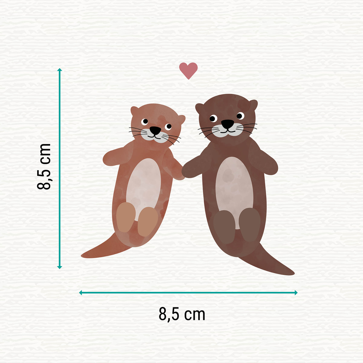 Bügelbild mit der Illustration zweier liegenden Otters auf transparentem Hintergrund