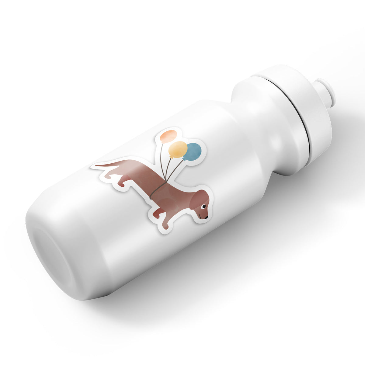 Süßer Dackel-Sticker mit Schwimmring, wasser- und spülmaschinenfest – perfekt für Trinkflaschen, Brotboxen und Co. Verspieltes Design von byClou für kleine Hundefans