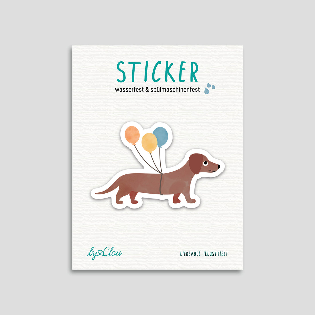 Süßer Dackel-Sticker mit Schwimmring, wasser- und spülmaschinenfest – perfekt für Trinkflaschen, Brotboxen und Co. Verspieltes Design von byClou für kleine Hundefans
