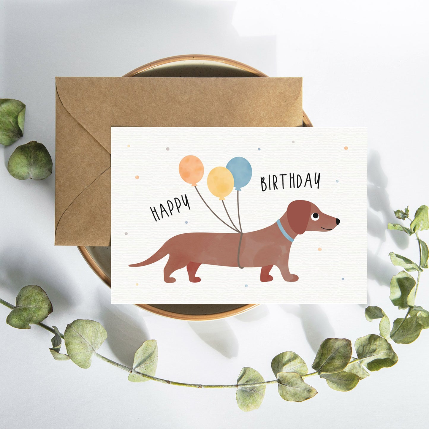 Postkarte - Dackel "Happy Birthday"