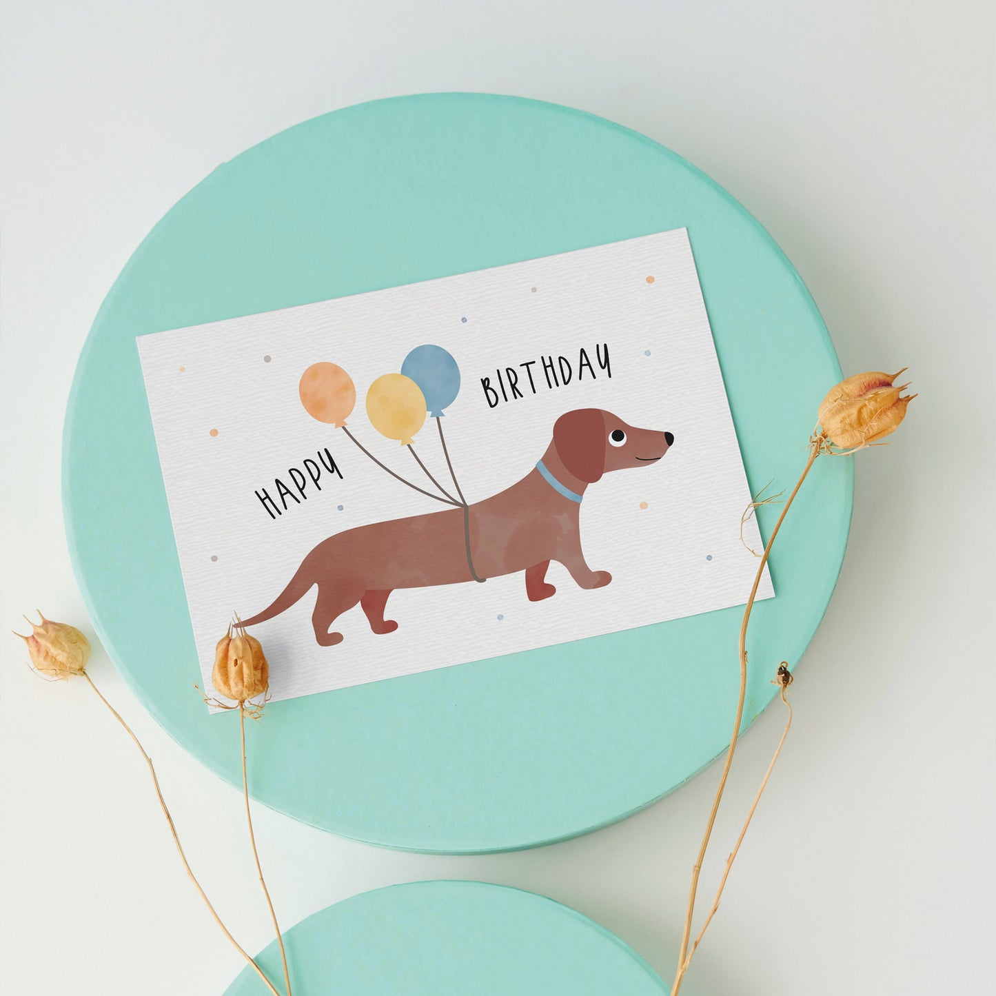 Postkarte - Dackel "Happy Birthday"