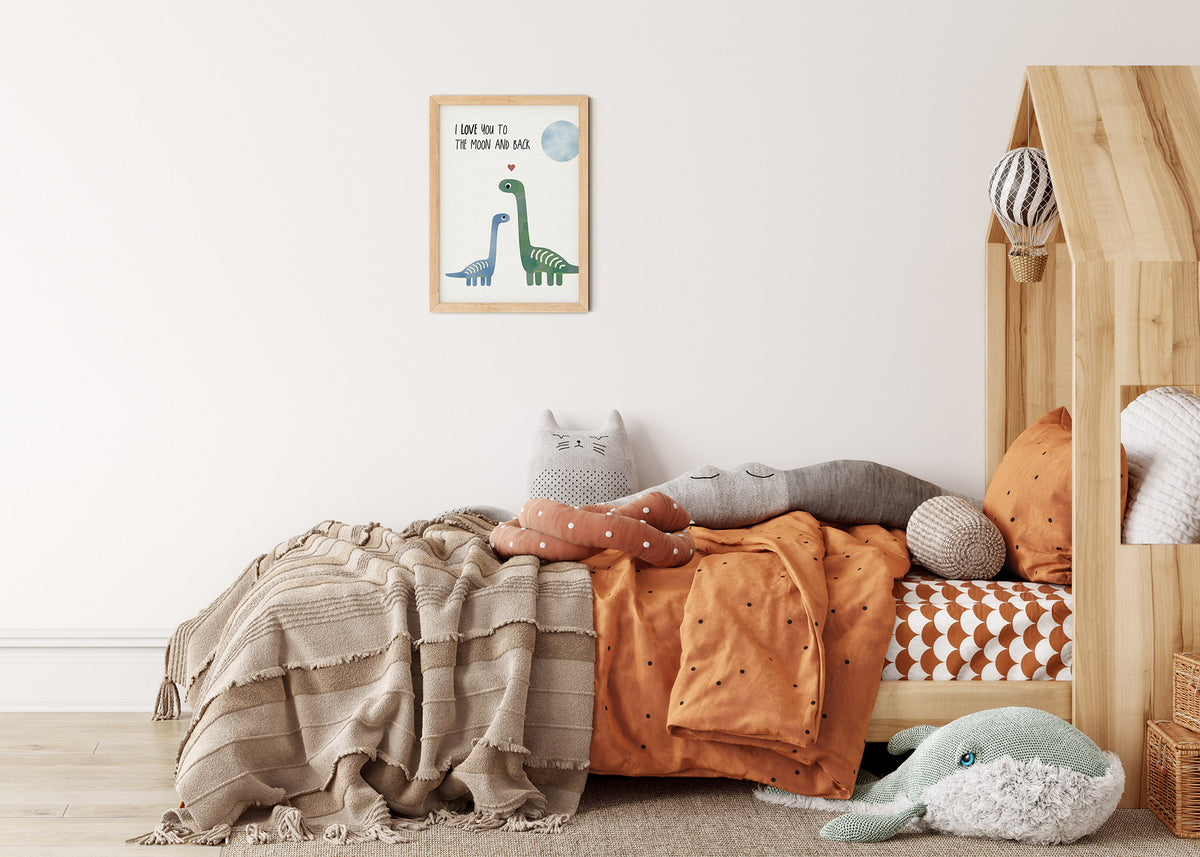 Poster Dino Love you to the moon illustriert Kinderzimmer byClou