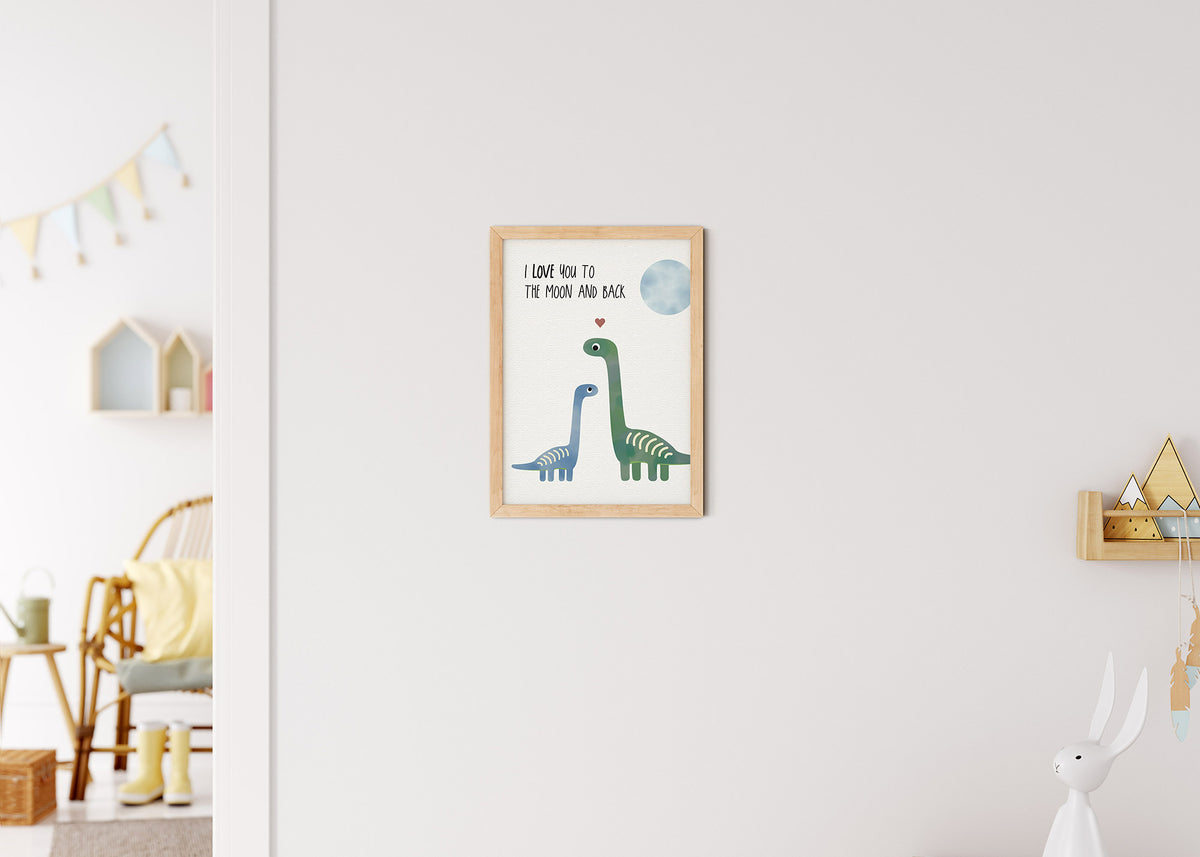 Poster Dino Love you to the moon illustriert Kinderzimmer byClou