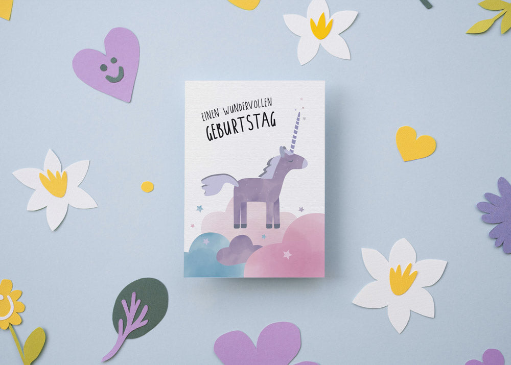 Postkarte - Einhorn "Einen wundervollen Geburtstag"