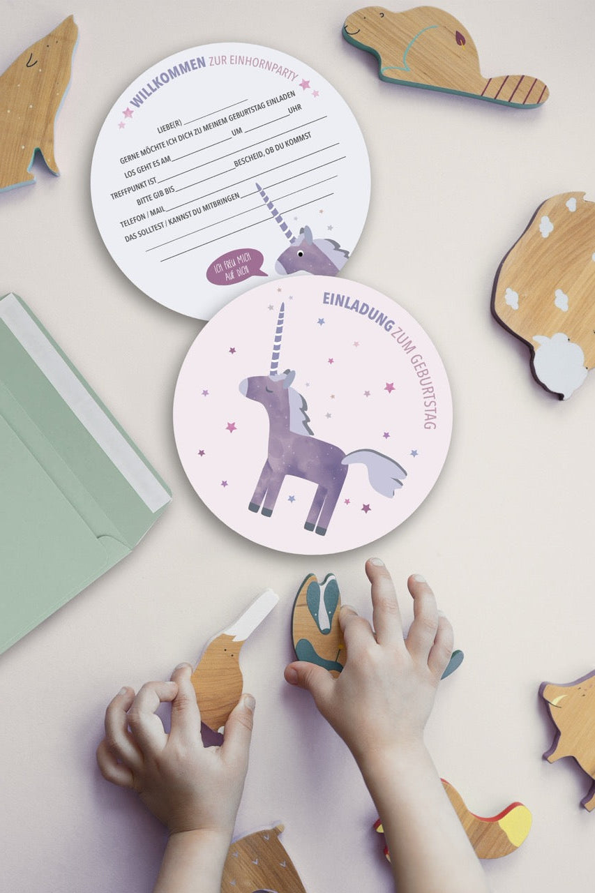 Einhorn Einladungskarte Kindergeburtstag