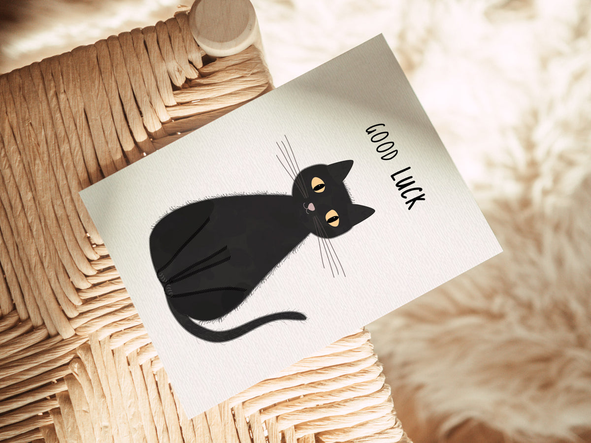 Grußkarte Katze Good Luck illustriert byClou