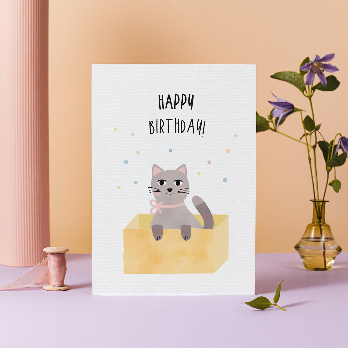 Grußkarte Katze Happy Birthday illustriert byClou