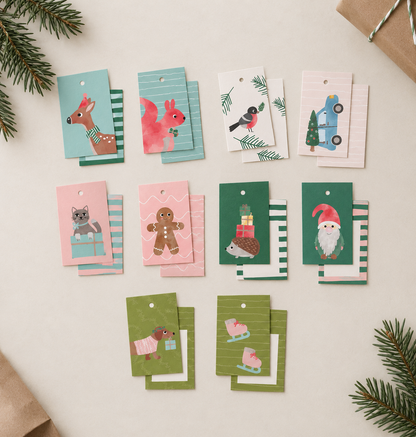 Weihnachts-Geschenkanhänger-Set | 10 Motive