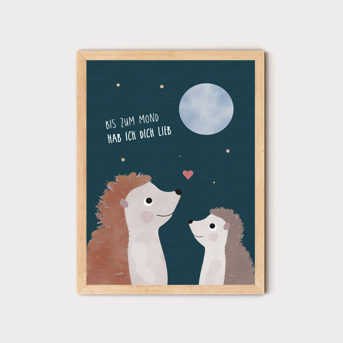 Poster Igel bis zum Mond und wieder zurück illustriert Kinderzimmer byClou