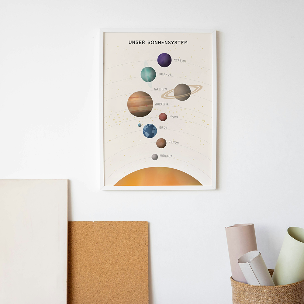 Poster Sonnensystem illustriert Kinderzimmer byClou