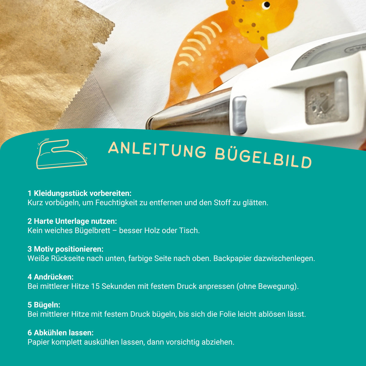 Bügelbild Triceratops zum Aufbügeln Kinder byClou