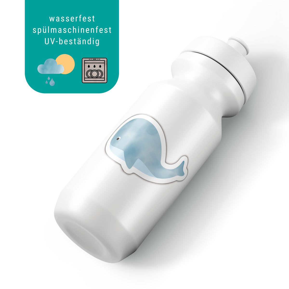 Sticker mit Wal-Motiv – wasser- und spülmaschinenfest, perfekt für Brotdosen, Trinkflaschen und andere glatte Oberflächen – liebevoll illustriert von byClou