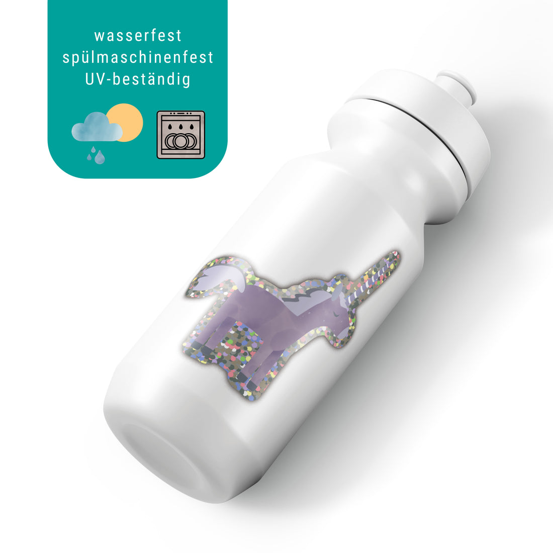 Sticker &quot;Einhorn&quot; Glitzer - wasser- und spülmaschinenfest