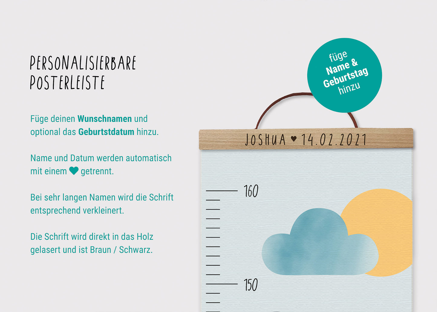 Personalisierte Messlatte für Kinder / Bagger, Baustelle