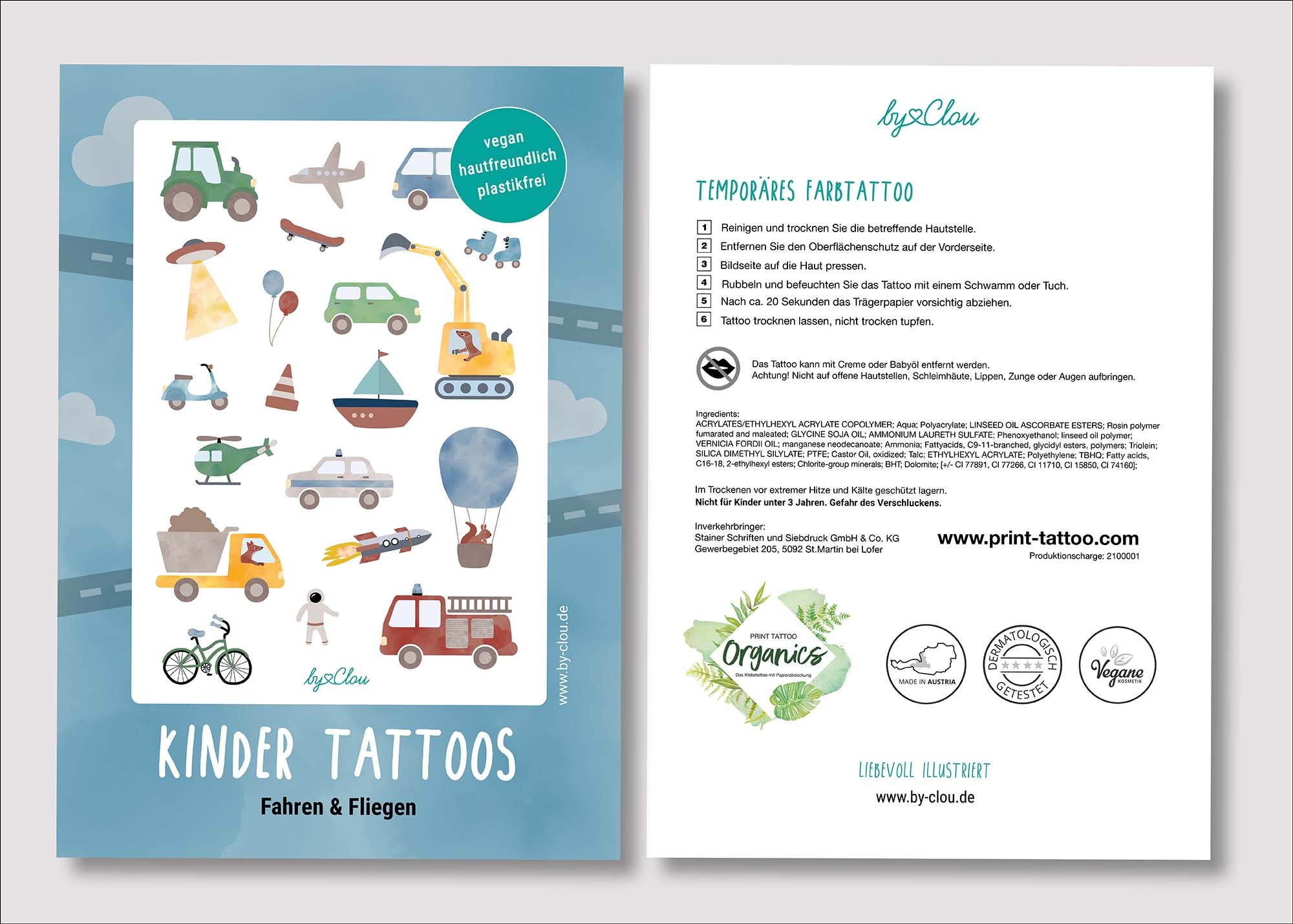 Kindertattoos &quot;Fahren&amp;Fliegen&quot;
