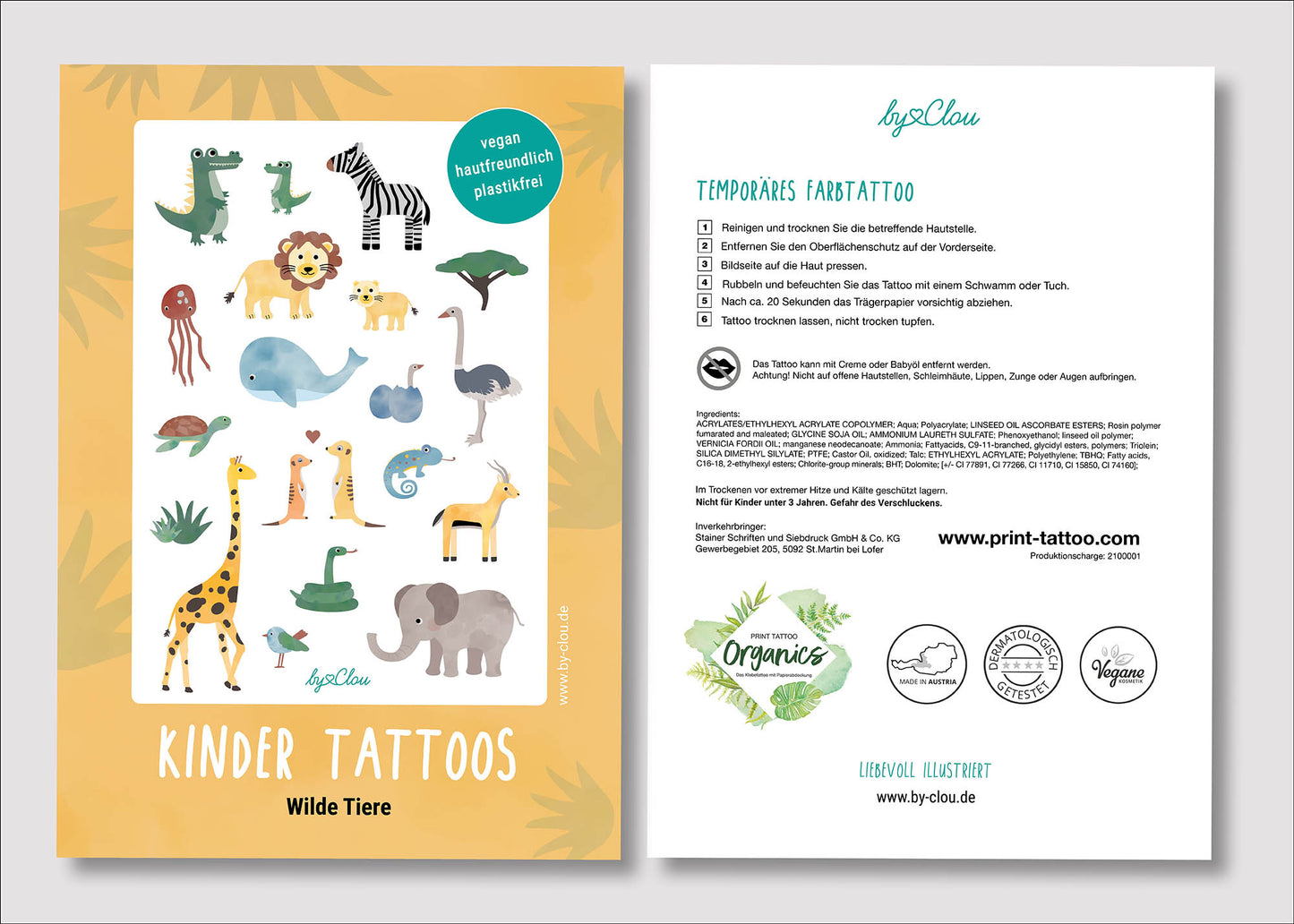 Kindertattoos "Wilde Tiere"
