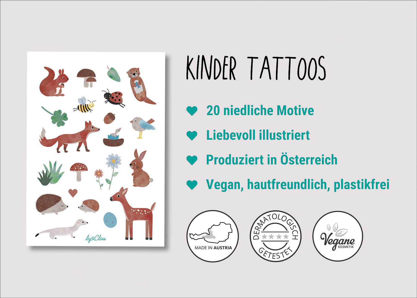 Kindertattoos "Waldtiere"