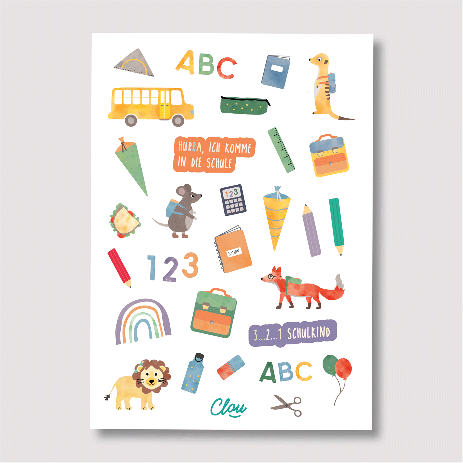 Kindertattoos Schulkind Bogen A5 – 20 Motive Stifte Schultüte byClou