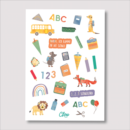 Kindertattoos Schulkind Bogen A5 – 20 Motive Stifte Schultüte byClou