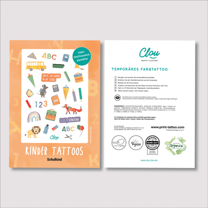 Kindertattoos Schulkind Detailansicht Motive ABC 123 byClou