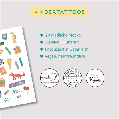 Kindertattoos Schulkind Verpackung vegan hautfreundlich byClou