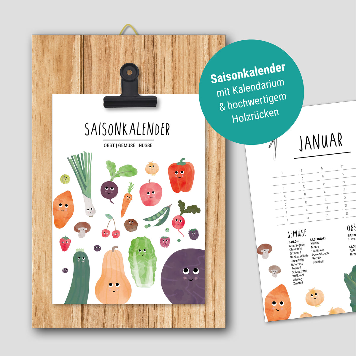 Saisonkalender Obst Gemüse magnetisch abwischbar byClou