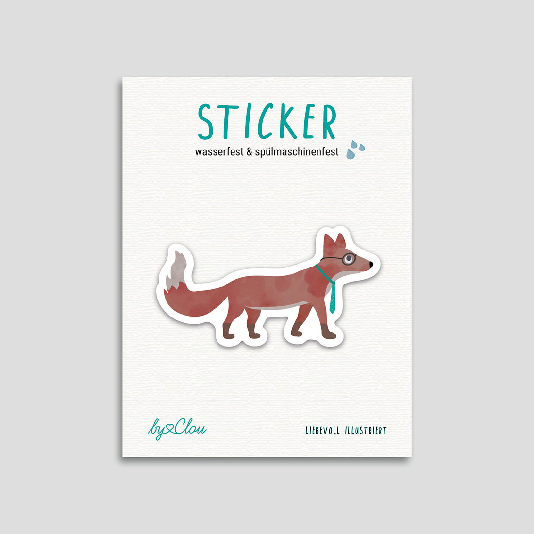 Verspielter Fuchs-Sticker, spülmaschinenfest und wasserfest – ideal für Kinderflaschen, Brotdosen und mehr. Liebevoll gestaltet im byClou Design für kleine Naturfreunde