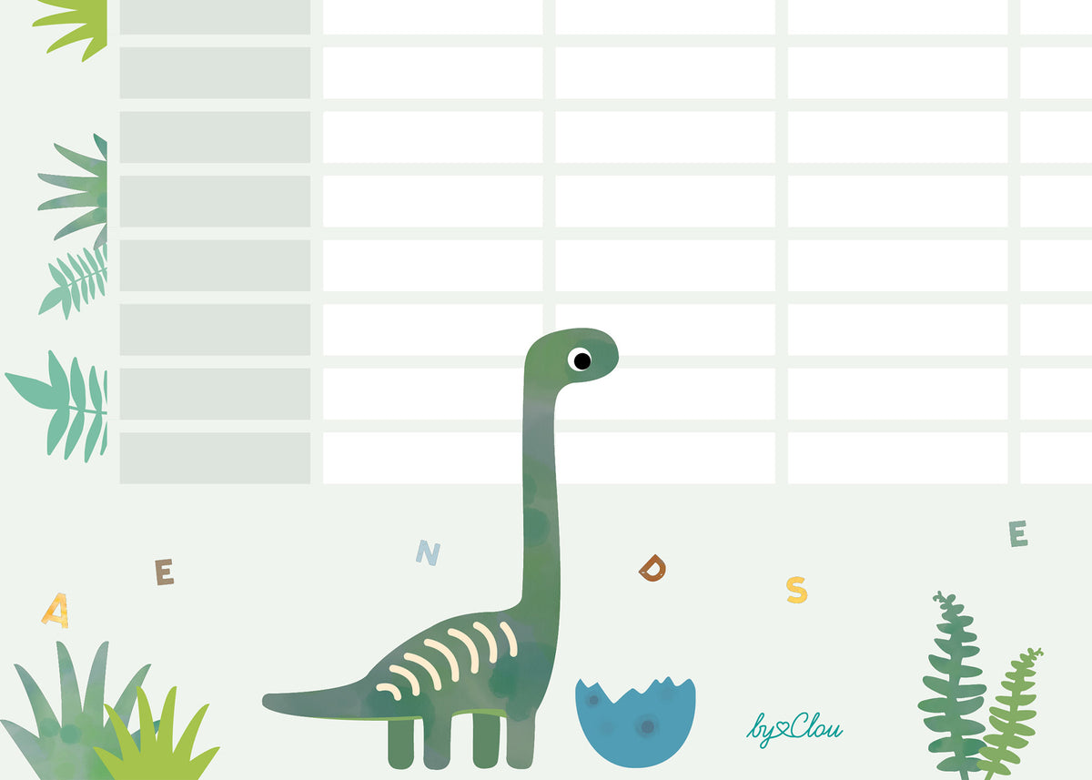 Stundenplan Dinosaurier magnetisch abwischbar Kinder byClou