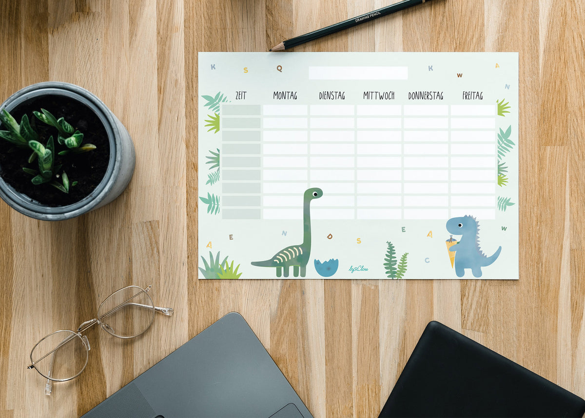 Stundenplan Dinosaurier magnetisch abwischbar Kinder byClou