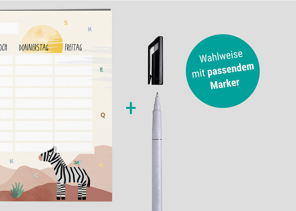 Stundenplan Safari-Tiere magnetisch abwischbar Kinder byClou
