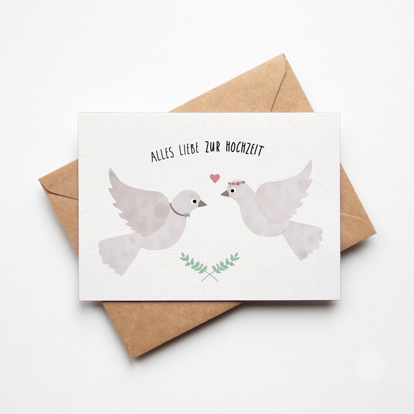 Postkarte - Tauben "Alles Liebe zur Hochzeit"