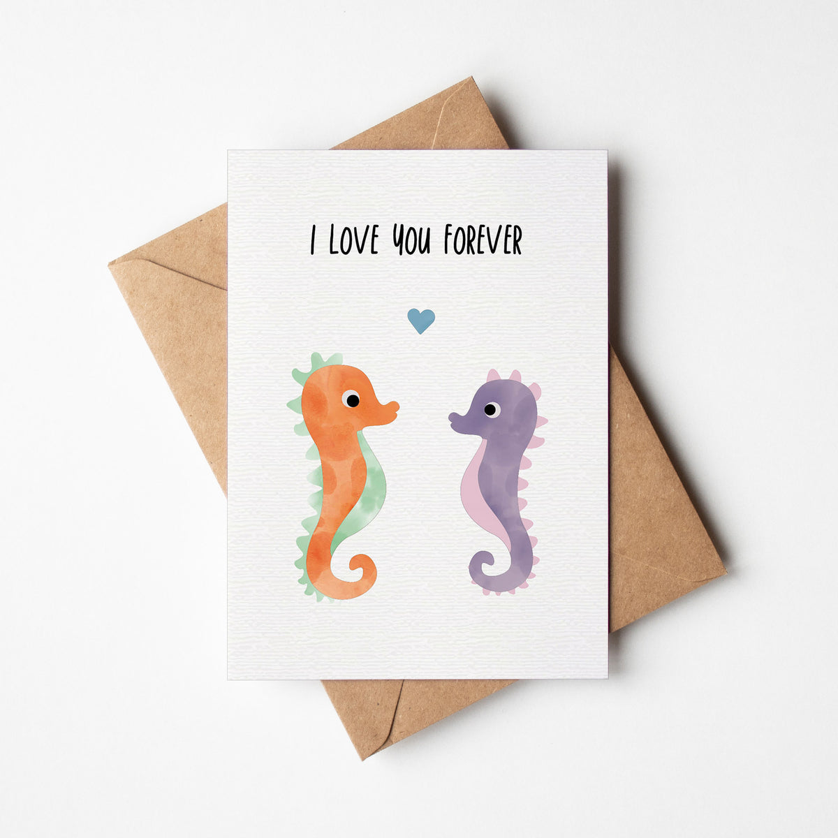 Grußkarte Seepferdchen - I love you forever illustriert byClou
