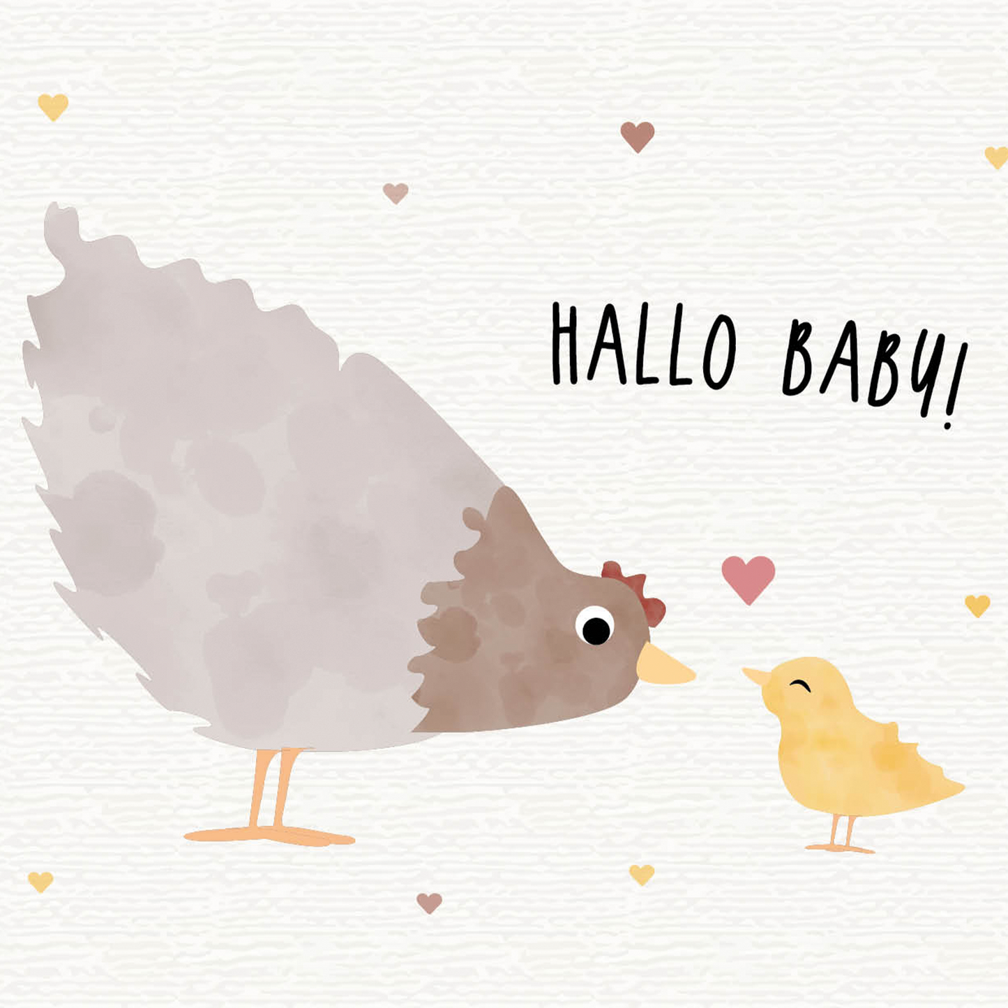 Karte - Huhn  "Hallo Baby"