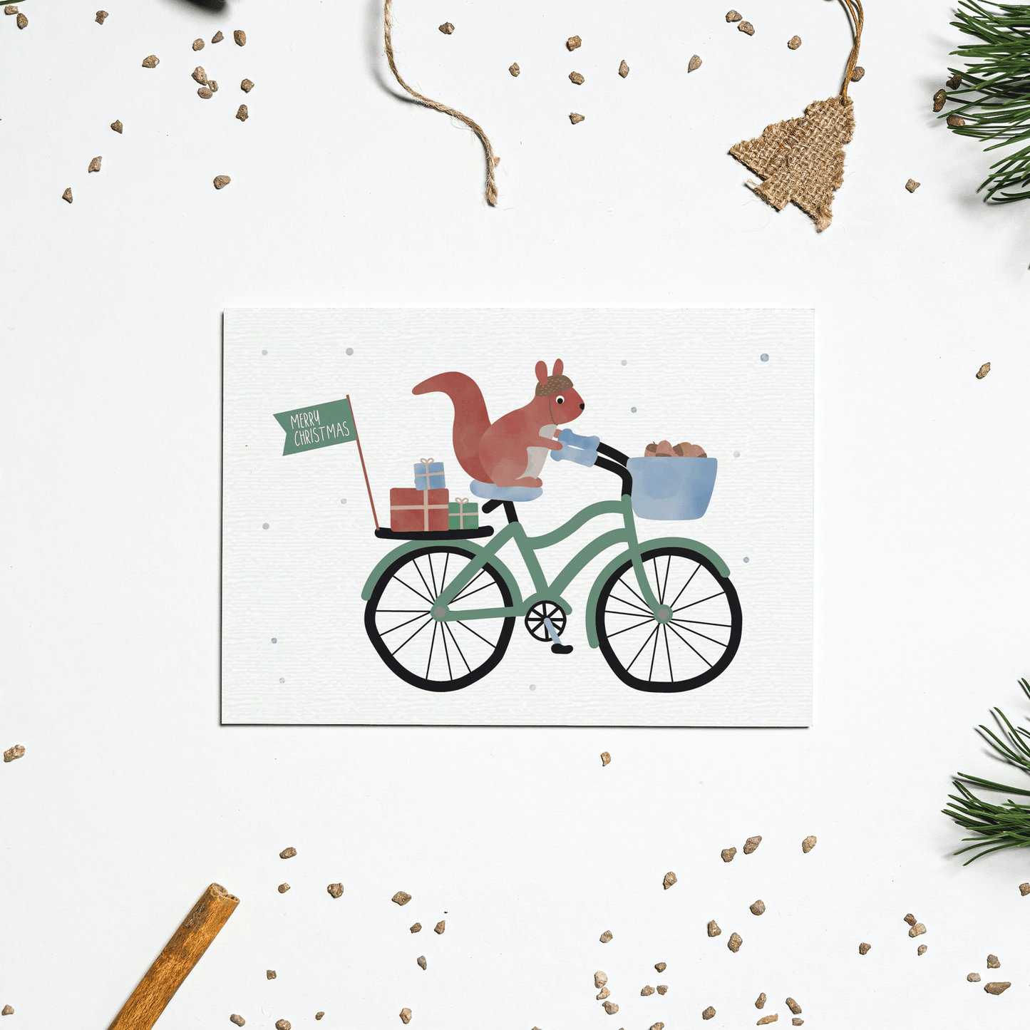 Postkarte - Eichhörnchen "Merry Christmas"