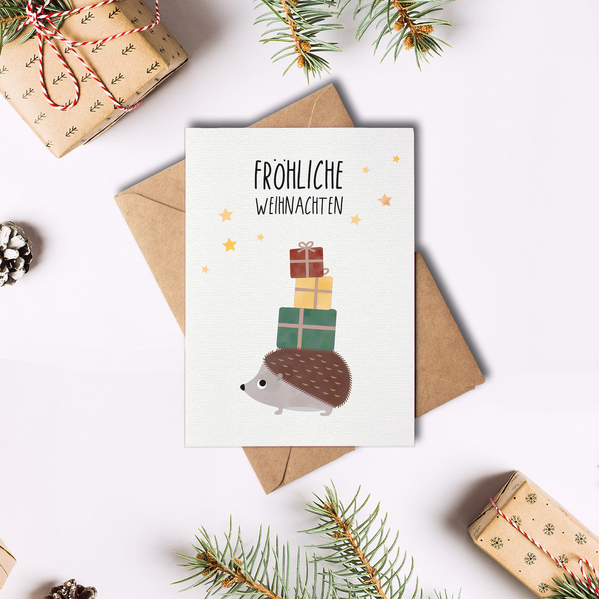 Grußkarte Weihnachts-Igel illustriert byClou