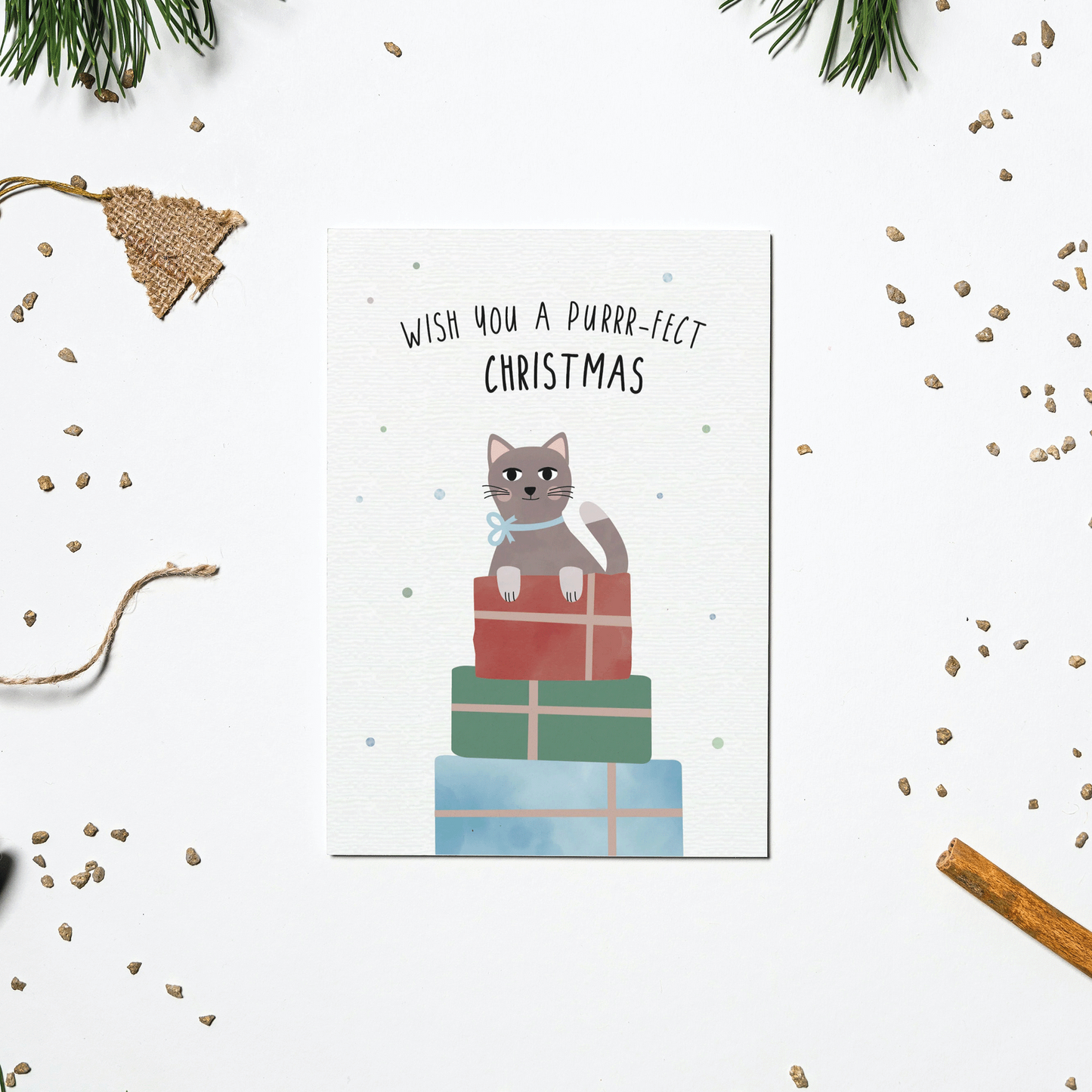 Postkarte - Katze "Purrrfect christmas"