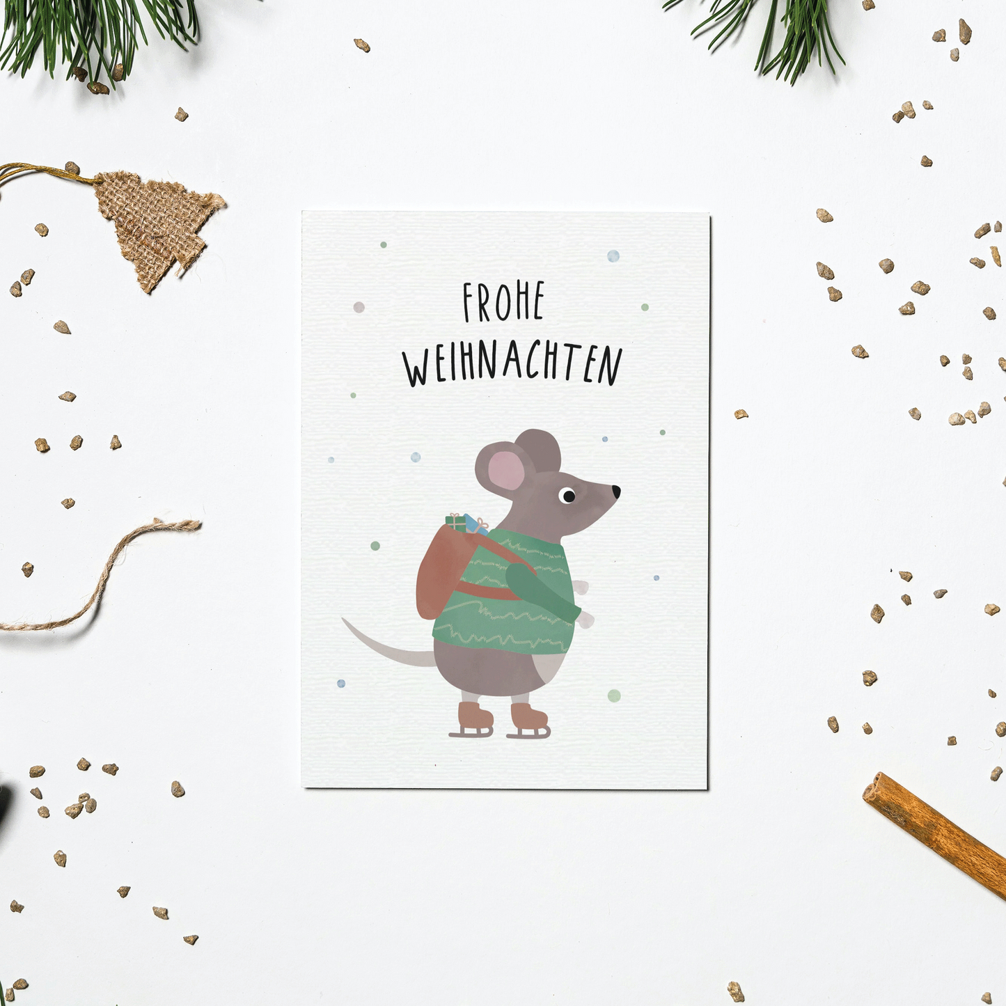 Postkarte - Maus "Frohe Weihnachten"