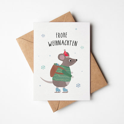 Karte - Maus &quot;Frohe Weihnachten&quot;