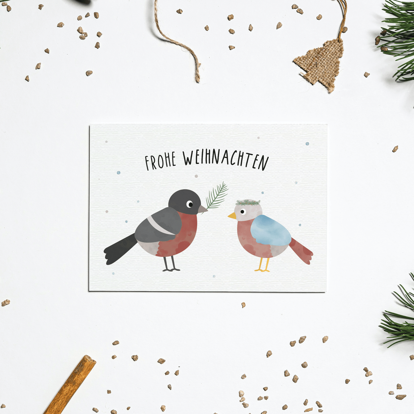 Postkarte - Wintervogel "Frohe Weihnachten"
