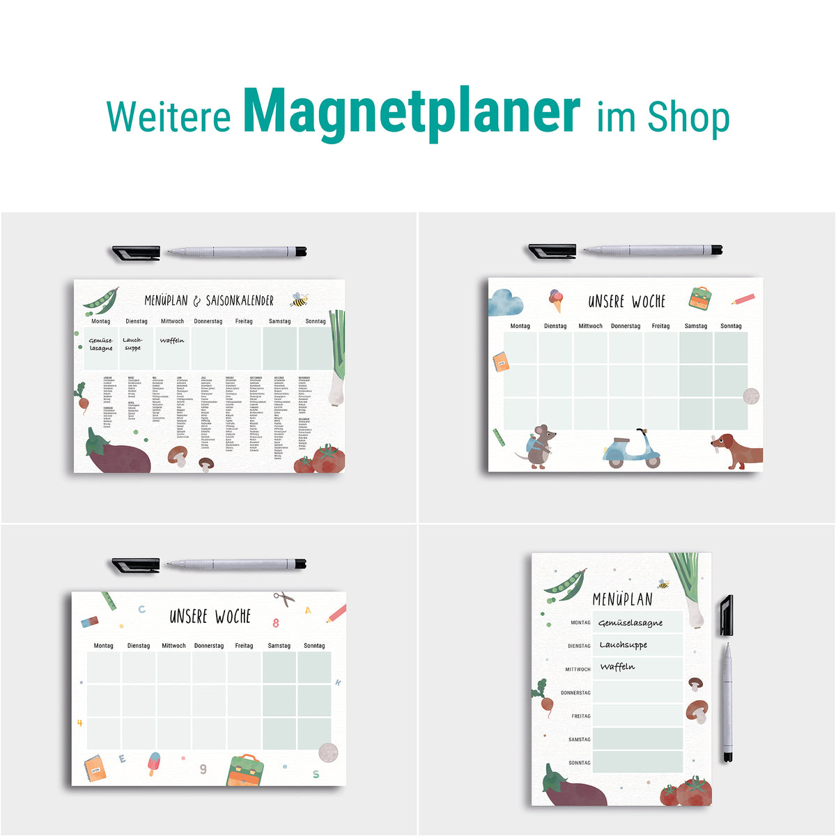 Menüplaner magnetisch abwischbar illustriert byClou