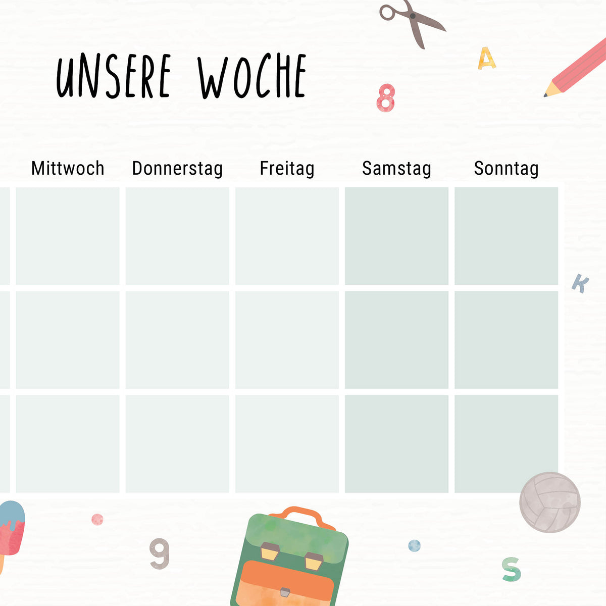 Wochenplaner Familie magnetisch abwischbar illustriert byClou